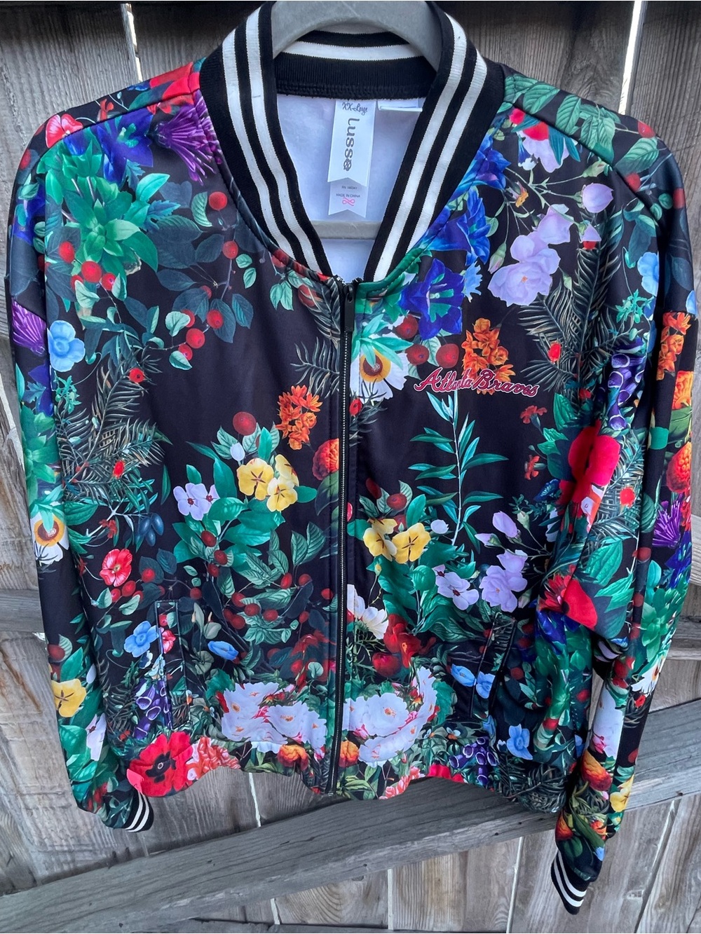Lusso Atlanta Braves Marissa Floral Full Zip Jacket Women’s XXL Black MLB